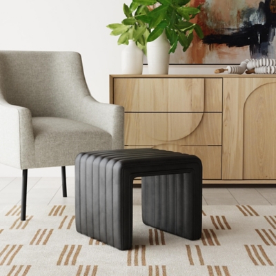 Homepop Modern Ottoman, Black