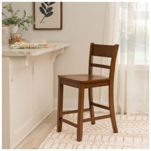 Linon Banks Villa Counter Height Bar Stool, Walnut