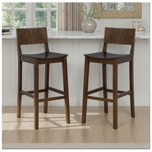 Linon Bar Height Bar Stool, Walnut