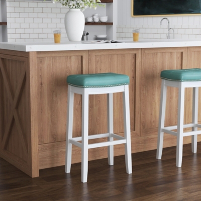 Linon Claridge Bar Height Bar Stool, Teal