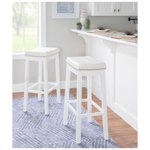 Linon Claridge Bar Height Bar Stool, White