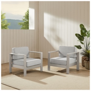 Linon Rosemary Outdoor Chairs (Set of 2), Gray