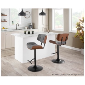 Lombardi Adjustable Height Bar Stool, Gray
