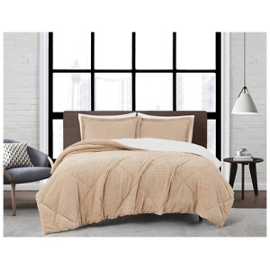 London Fog Plush 2-Piece Twin XL Comforter Set, Tan
