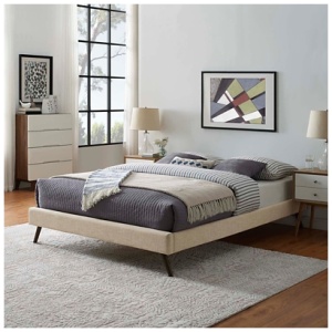Loryn Queen Fabric Platform Bed, Beige