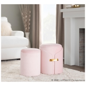 LumiSource Dahlia Ottoman Set, Blush Pink