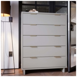 Manhattan Comfort 38" 5 Drawer Dresser, Light Gray