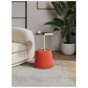 Manhattan Comfort Anderson Leatherette Accent End Table, Orange