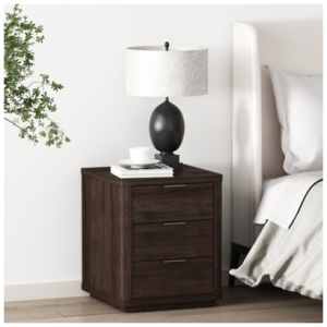 Manhattan Comfort Evelyn 20" 3 Drawer Nightstand, Brown