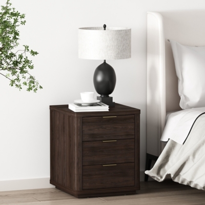 Manhattan Comfort Evelyn 20" 3 Drawer Nightstand, Brown