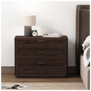 Manhattan Comfort Evelyn 32" 3 Drawers Nightstand, Brown