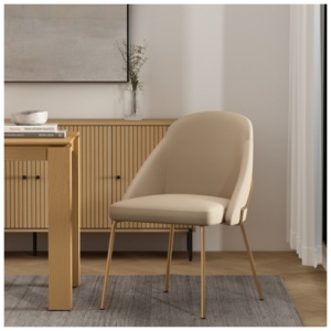 Manhattan Comfort Gracie Dining Chair, Tan/Gold