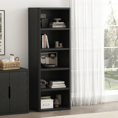Manhattan Comfort Rivington 79" Open Bookcase, Black