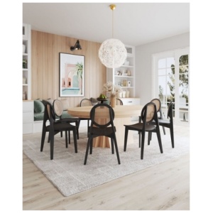 Manhattan Comfort Versailles Dining Chair (Set of 2), Black/Natural Cane