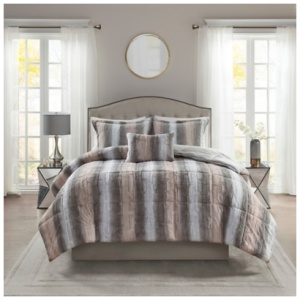 Marselle 4 Piece Full/Queen Comforter Set, Blush/Gray