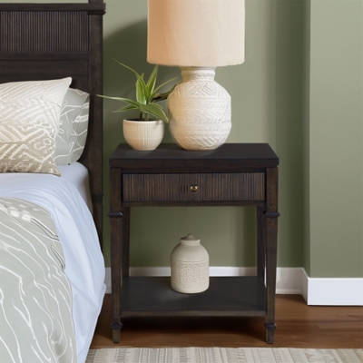 Martha Stewart 22" 1 Drawer Coffee Nightstand, Dark Coffee