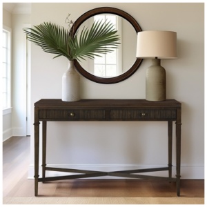 Martha Stewart Kenna Fluted 2 drawer Console Table, Brown