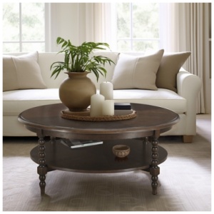 Martha Stewart Philippe Coffee Table with Shelf, Brown