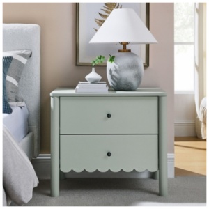 Modway Emmeline Scalloped 25" 2 Drawer Nightstand, Sage