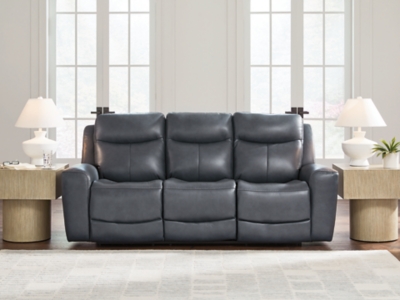 Momentum Moves Dual Power Leather Reclining Sofa Leather, Admiral