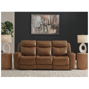 Momentum Moves Dual Power Leather Reclining Sofa Leather, Amber