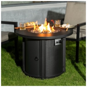 Nuu Garden Outdoor Round Fire Pit, Black