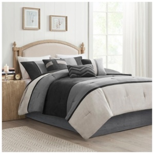 Palisades King 7 Piece Faux Suede Comforter Set, Black