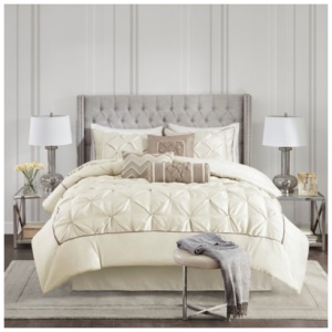 Piedmont 7 Piece Tufted Queen Comforter Set, Ivory
