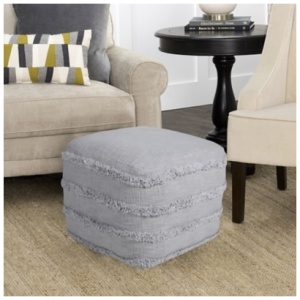 Revelation Striped Pouf, Gray