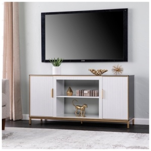 SEI Daltaire 54" TV Stand, White/Gold