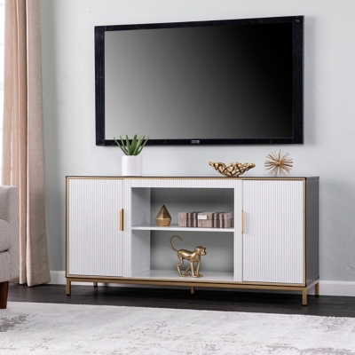 SEI Daltaire 54" TV Stand, White/Gold