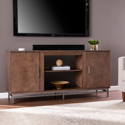 SEI Dibbonly 60" TV Stand, Brown/Silver