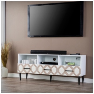 SEI Eltisley 54" TV Stand, White/Natural