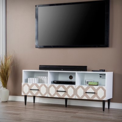 SEI Eltisley 54" TV Stand, White/Natural