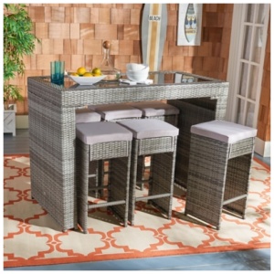 Safavieh Horus Outdoor Dining Table and 6 Stools, Gray/Gray
