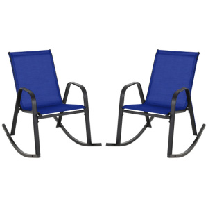 Set of 2 Metal Patio Rocking Chair with Breathable Seat Fabric-Navy