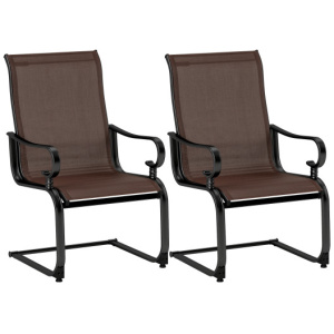 Set of 2 Patio Chairs with Quick-drying and Breathable Fabric for Backyard-Brown