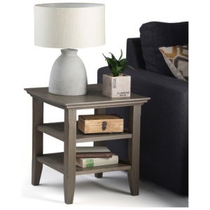 Simpli Home Acadian End Table, Farmhouse Gray