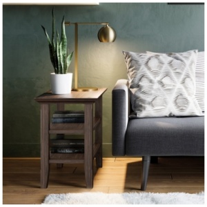 Simpli Home Acadian Narrow Accent Side Table, Farmhouse Brown
