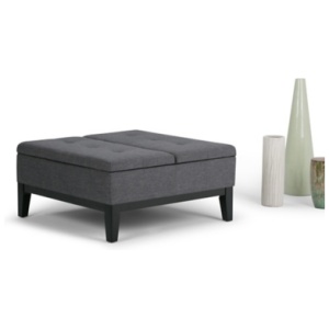 Simpli Home Coffee Table Storage Ottoman, Slate Gray