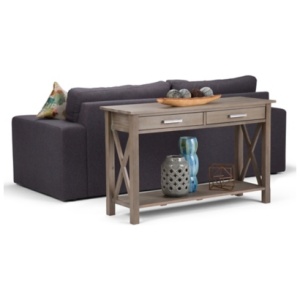 Simpli Home Kitchener Console Sofa Table, Distressed Gray