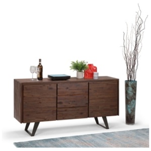 Simpli Home Lowry Sideboard Buffet, Distressed Charcoal Brown