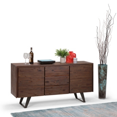 Simpli Home Lowry Sideboard Buffet, Distressed Charcoal Brown