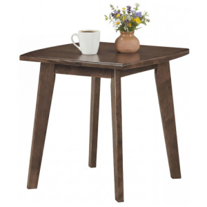 Solid Wood Side Table Square End Table with Thickened Top and Curved Edge-Walnut