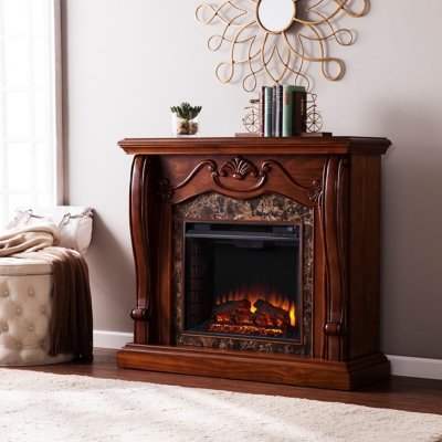 Southern Enterprises Furniture Glasgow Electric Fireplace, Walnut