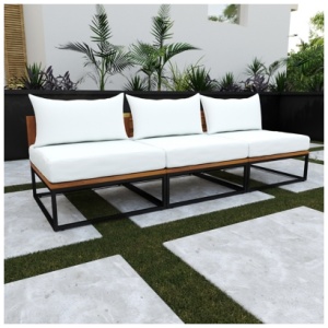 Southern Enterprises Furniture Keller Outdoor Sofa, White/Black/Natural