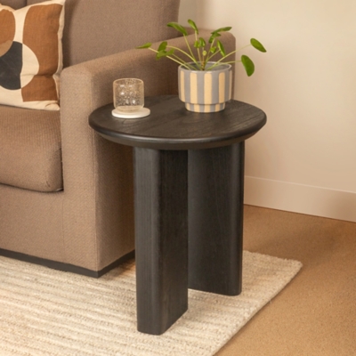Storied Home Asymmetrical End Table, Black