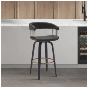Topanga Swivel Bar Stool, Black/Bronze