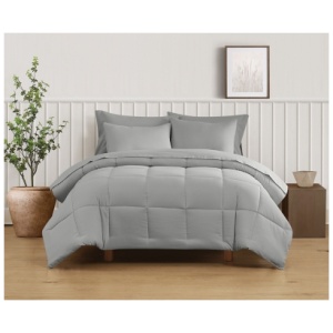 Truly Soft Sustainable 3-Piece King Comforter Set, Gray