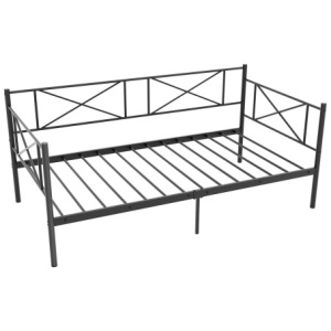 Twin Size Platform Bed with Heavy-duty Metal Slat Support-Black
